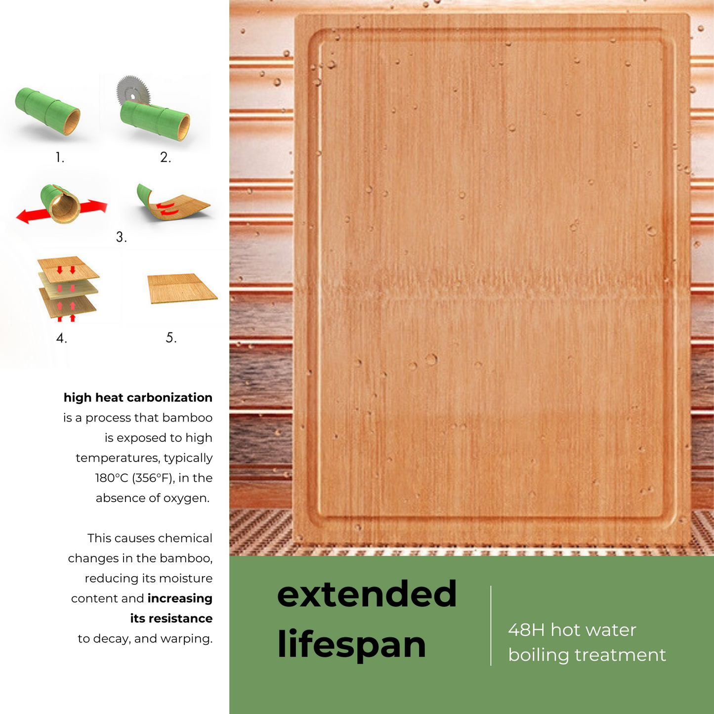 Carbonized Single Stem Bamboo Chopping Board 2'